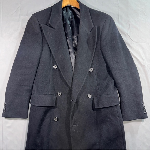 Vintage Christian Dior Monsieur Sport Overcoat Mens 40 Black Wool USA Formal